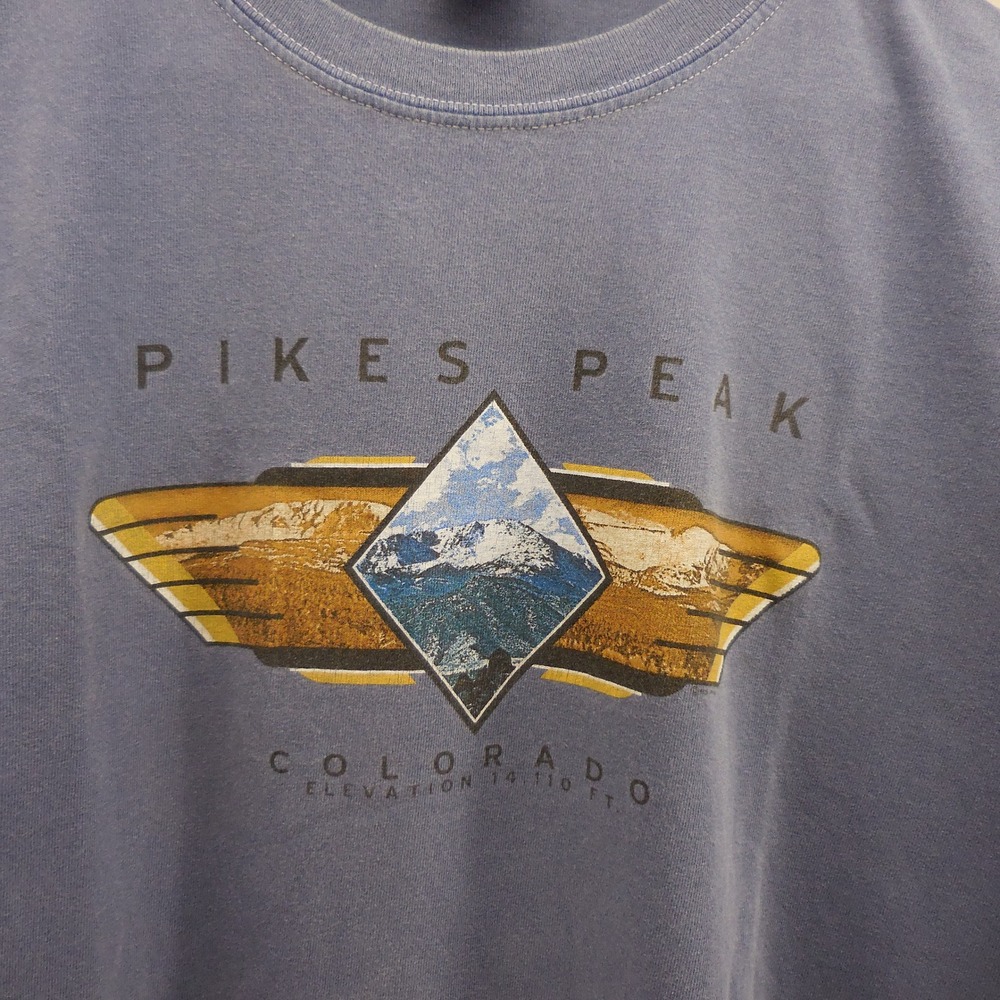 Vintage Anvil Pikes Peak Colorado Graphic T-Shirt Blue XL Y2K 2000s Souvenir Tee - Picture 2 of 5